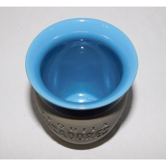 Tequila Cazadores Cantarito Blue Rim Mexican Pottery Cup Mug Jug NEW unused - Picture 3 of 4